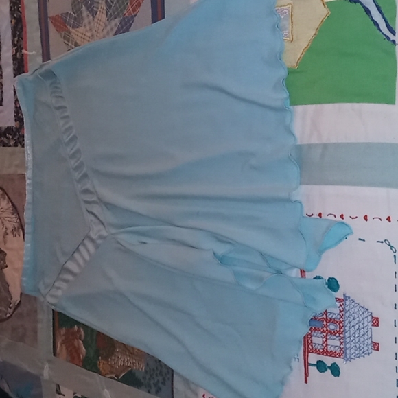 Bundle of NWT White Blouse & Express Turquoise Midi Skirt with Scalloped Hemline - Picture 9 of 16